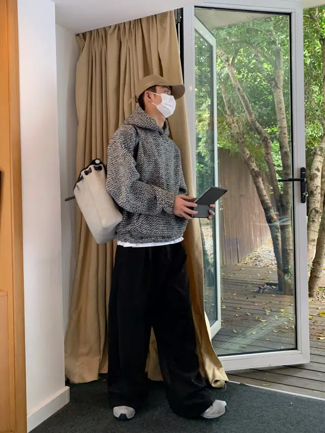 绿野客卫衣 潮牌小香风 连帽衣男 春秋潮流重磅粗花呢 宽松套头 百搭长袖上衣潮 青少年