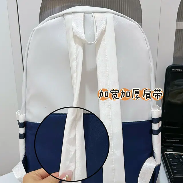 绿野客 可爱书包 男女韩版日系 少女校园 简约初中生高中学生 百搭背包 高颜值星星 尼龙 双肩包 中号 白色