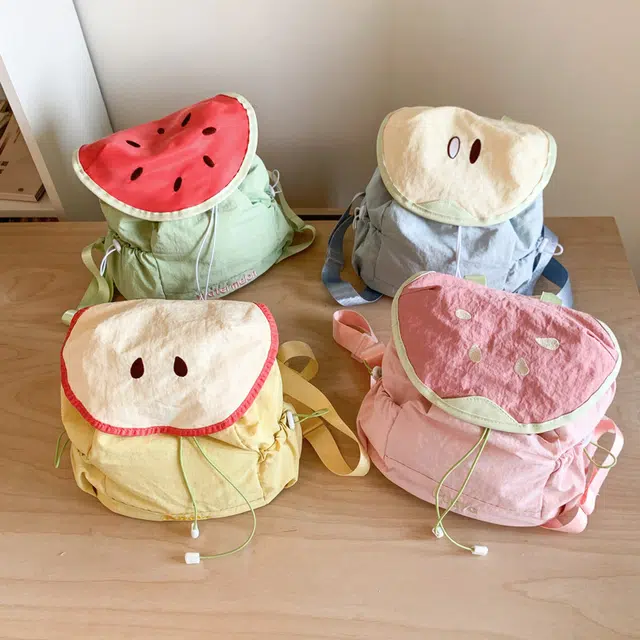 绿野客 轻便 可爱卡通水果造型背包 儿童包 少女风 设计款 尼龙 双肩包 中号 粉色