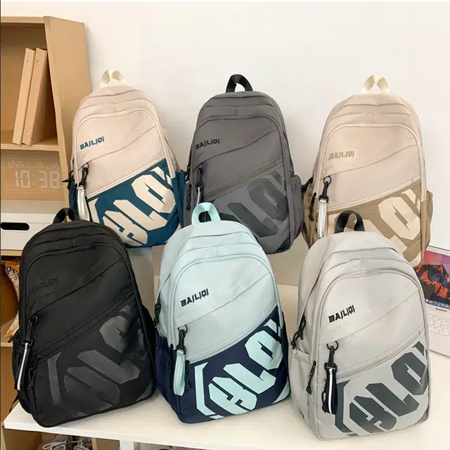 绿野客 书包男生 初中高中生 大容量 结实耐用 女高颜值背包男 涤纶 双肩包 大号 青少年 白色