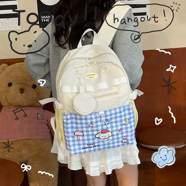 绿野客 个性痛层 高颜值 少女出游背包 可爱大学生书包包 尼龙 双肩包