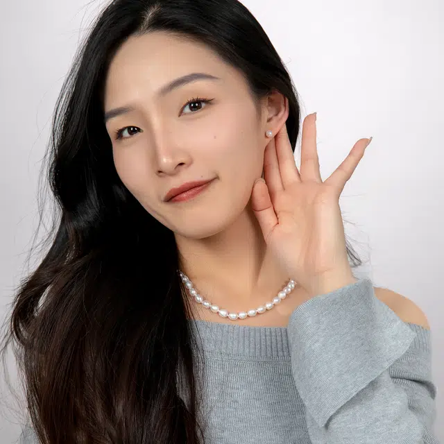 海蒂 若华 紫色正圆强光 淡水珍珠 耳钉 女款
