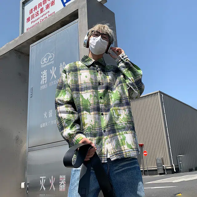 悍戈 美式复古潮流宽松休闲长袖单品时尚百搭衬衫 男女同款