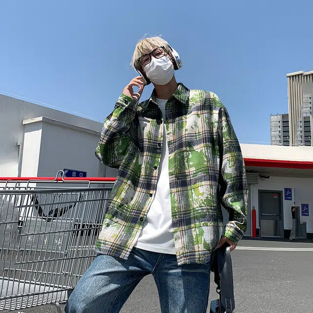 悍戈 美式复古潮流宽松休闲长袖单品时尚百搭衬衫 男女同款