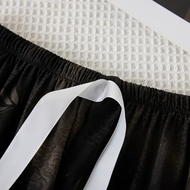 缪斯的诱惑 印花透气丝带装饰空调裤防蚊裤满印亲肤可外穿可爱清新简约风甜美长裤睡裤 女款