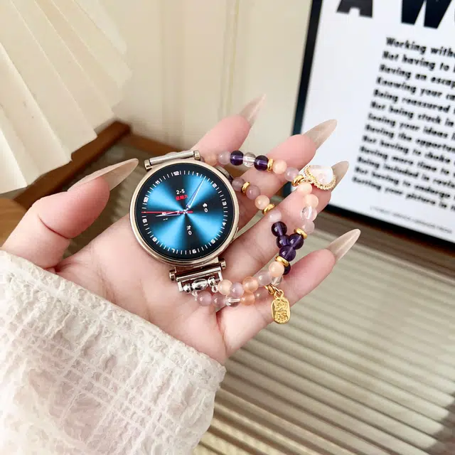 导维 表带 华为适用 金属 串珠材质 甜美珍珠精致时尚表链腕带创意夏日透气男女通用