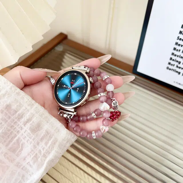 导维 表带 华为适用 金属 串珠材质 甜美珍珠精致时尚表链腕带创意夏日透气男女通用