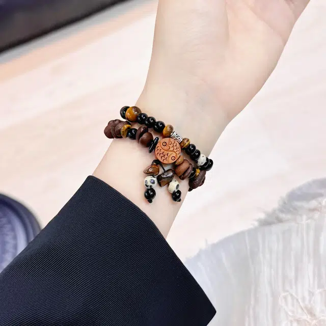 导维 苹果适用 手表表带 串珠材质 卡布奇诺咖啡豆适用苹果手表带男女生智能手表