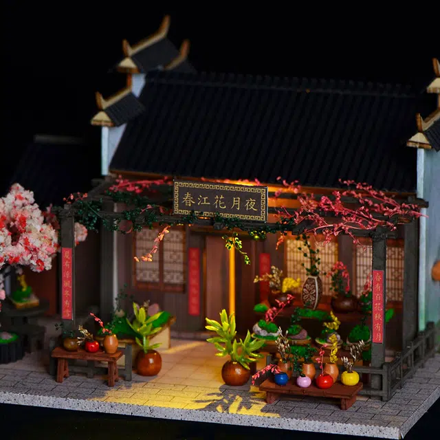 格薇拉 中国风小屋春江花月夜别墅 拼装模型