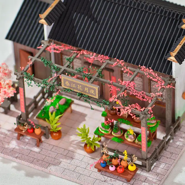 格薇拉 中国风小屋春江花月夜别墅 拼装模型