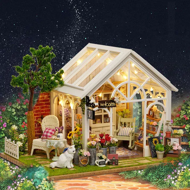 格薇拉 阳光花房小屋手工清新风格小别墅花园 拼装模型