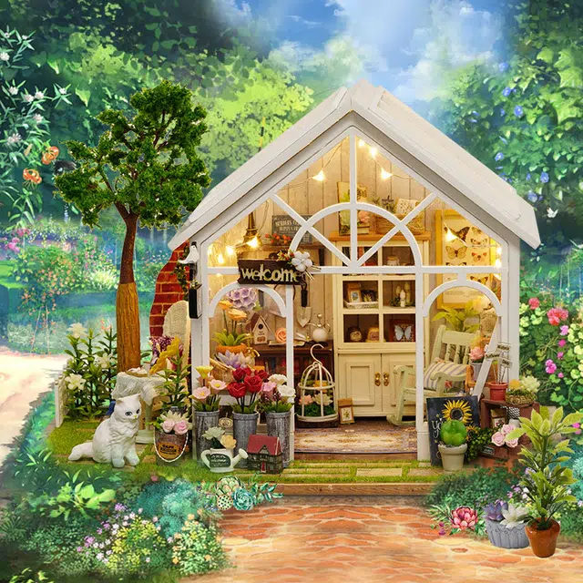 格薇拉 阳光花房小屋手工清新风格小别墅花园 拼装模型