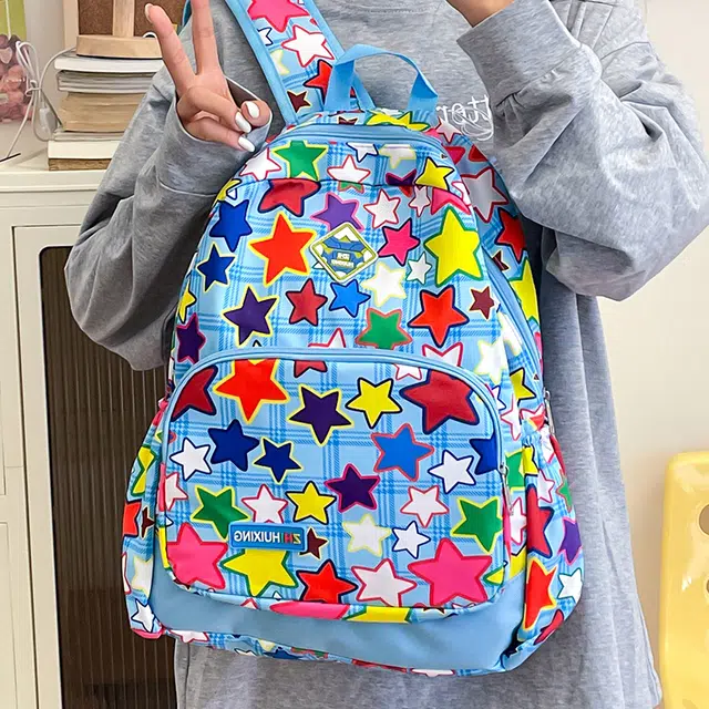 南潇湘 可爱洋气百搭高颜值精美百搭 尼龙 双肩包 常规 女款 蓝色/黄色