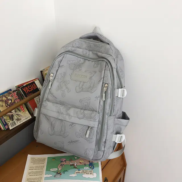 南潇湘 日系休闲小背包轻便百搭 尼龙 双肩包 常规 男女同款情侣款 灰色/米色