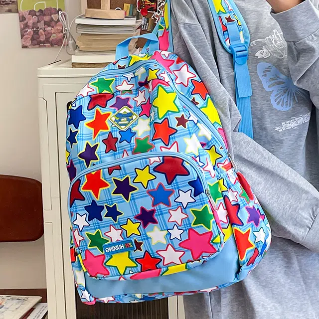 南潇湘 可爱洋气百搭高颜值精美百搭 尼龙 双肩包 常规 女款 蓝色/黄色