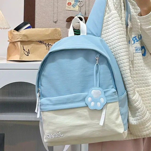 南潇湘 小清新休闲高颜值精美潮版韩版背包初高中生大学生上课百搭书包 尼龙 双肩包 常规 蓝色/粉色/卡其色/绿色/黑色