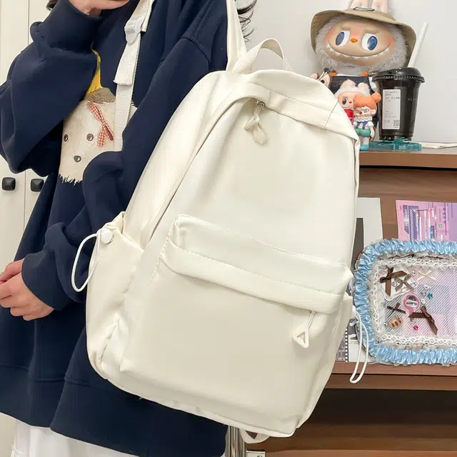 南潇湘 小清新休闲高颜值韩版背包初中高中大学上课百搭 尼龙 双肩包 男女同款情侣款 多色