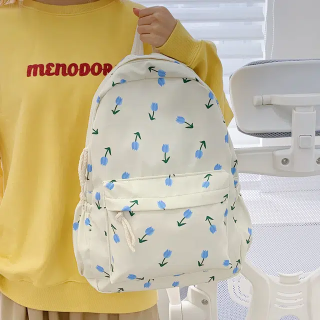 南潇湘 简约时尚潮流印花 尼龙布 双肩包 常规 女款 兰花/笑脸/蓝星/黑星