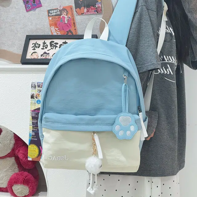 南潇湘 小清新休闲高颜值精美潮版韩版背包初高中生大学生上课百搭书包 尼龙 双肩包 常规 蓝色/粉色/卡其色/绿色/黑色