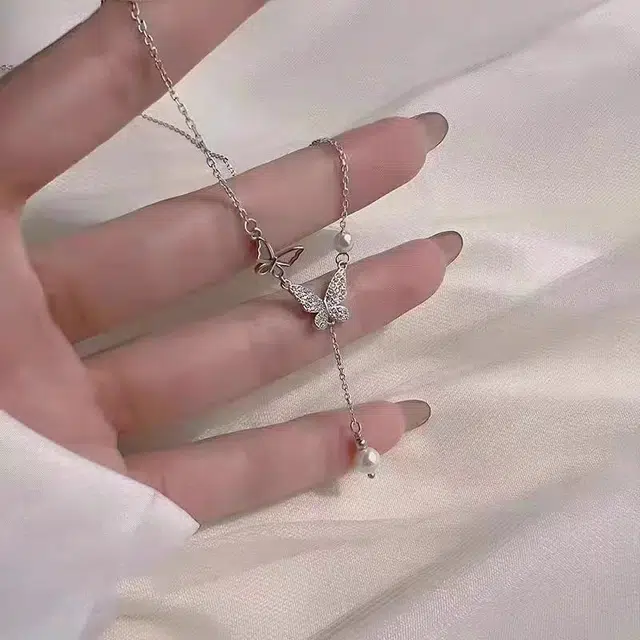 饰之颜 韩系星光灿烂蝴蝶 精致优雅浪漫高级感 个性轻奢小众设计甜美气质可调节#好运 铜 项链 女款