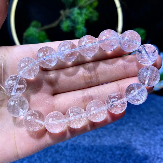 【浩瀚星空】 饰之颜 新中式 文艺 通透体黄彩绿彩幽灵飘花  清新简约天然 白水晶 手串 男女同款情侣款
