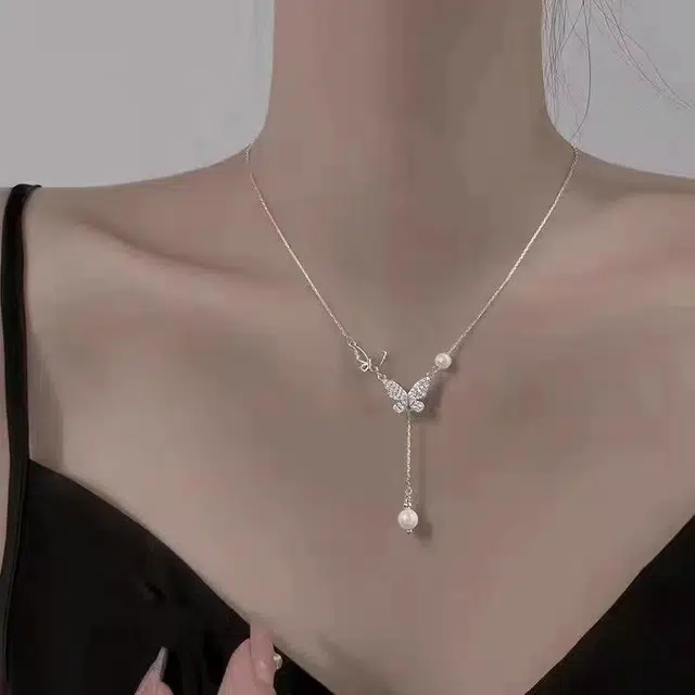 饰之颜 韩系星光灿烂蝴蝶 精致优雅浪漫高级感 个性轻奢小众设计甜美气质可调节#好运 铜 项链 女款