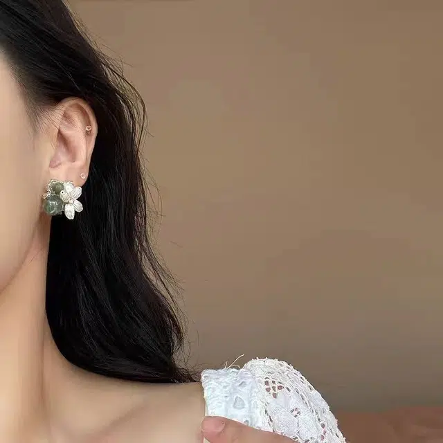 饰之颜 国风新中式复古花球 气质清冷美人小众格调感 古风汉服竹墨画简约冷淡风 合金 耳环 女款