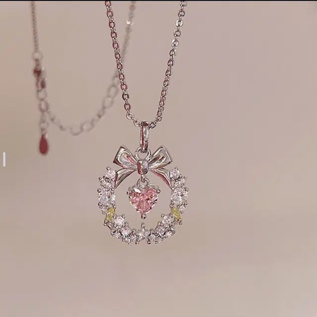 饰之颜 甜美可爱爱之花环-三秒心动小众高级感潮流轻奢百搭日常转运校园通勤穿搭 合金 项链 女款