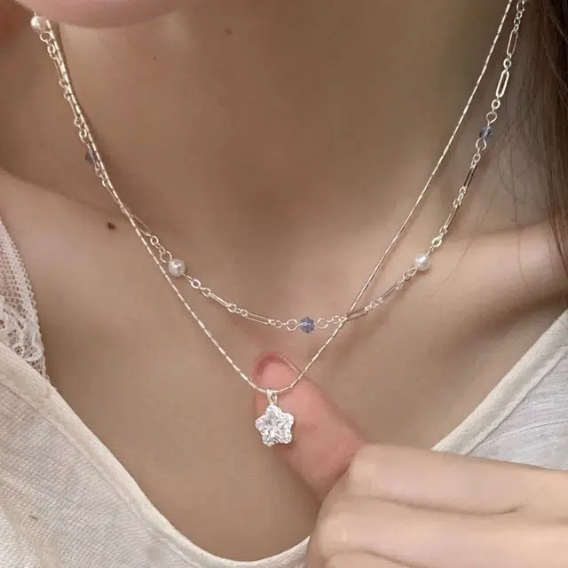 饰之颜 韩系简约双层串珠 温柔气质 小众高级感 合金 项链 女款