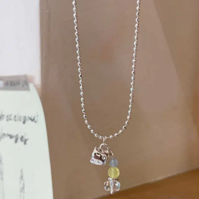 饰之颜 创意杯子 可爱小众设计百搭高级感锁骨链 锌合金 项链 女款