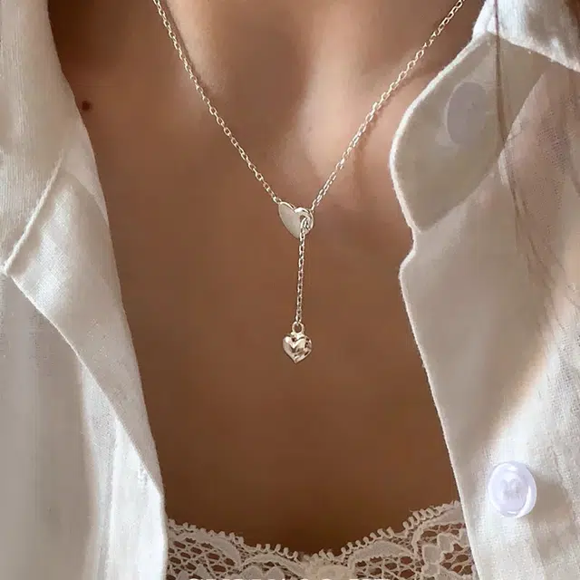 饰之颜 甜美浪漫韩式简约 光面爱心清新时尚 简约设计小众个性 高级感清新 铜 项链 女款
