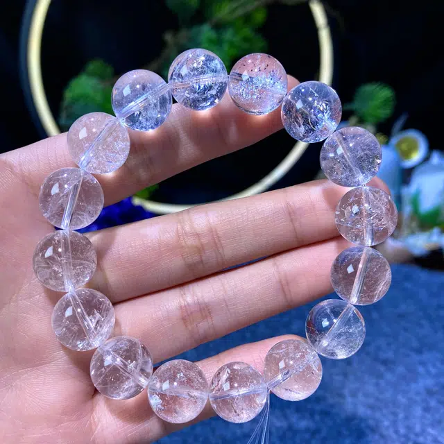【浩瀚星空】 饰之颜 新中式 文艺 通透体黄彩绿彩幽灵飘花  清新简约天然 白水晶 手串 男女同款情侣款