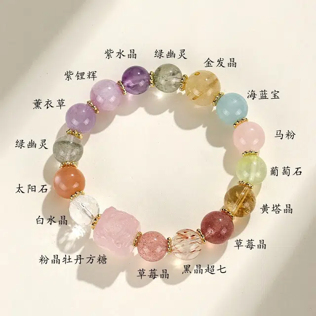 【水晶丨七彩神光】 饰之颜 纳财鸿运新中式国潮风小众百搭轻奢时尚招财进宝时来运转转运天然 草莓晶 手串 男女同款情侣款
