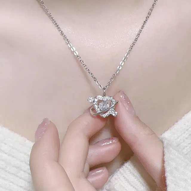 饰之颜 轻奢丘比特爱心之箭 一箭倾心法式高级感甜美百搭浪漫精致气质时尚设计感守护恋爱频率 不锈钢 项链 女款