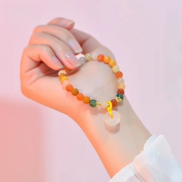 子婳 金丝玉平安扣女精致轻奢多宝学业有成好运连连原创学生党简约百搭手饰 金丝玉 手串 女款