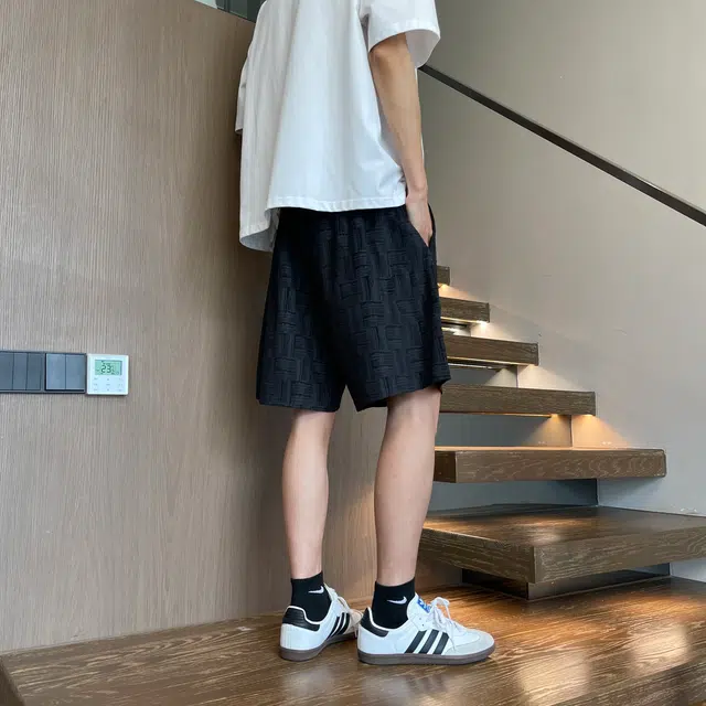 棉基因 美式复古扎染编制纹理设计感宽松日常直筒五分裤百搭系带户外篮球速干凉感少年感薄款运动通勤休闲短裤 男女同款