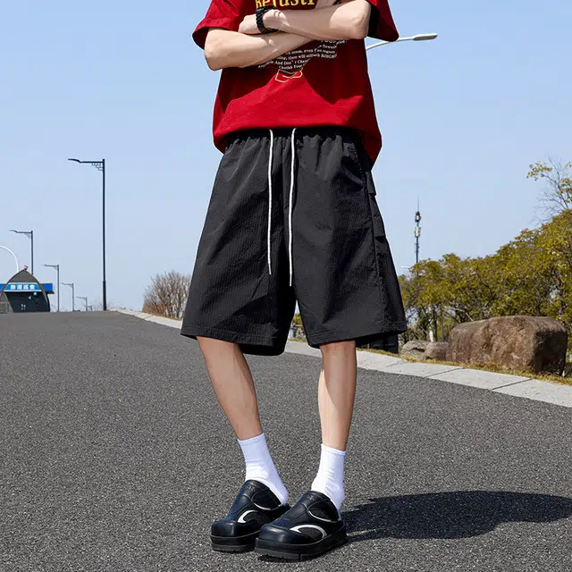 棉基因 美式高街宽松日常五分百搭系带户外篮球少年感薄款运动通勤休闲短裤 男女同款