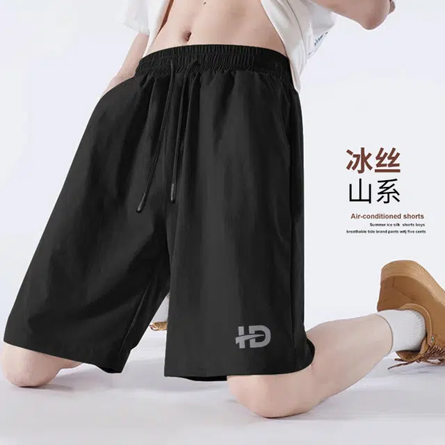红豆 美式复古简约风轻薄透气凉感塔丝隆面料五分裤微皱肌理耐磨宽松廓形亲肤吸湿排汗户外徒步运动休闲大码工装短裤 男女同款