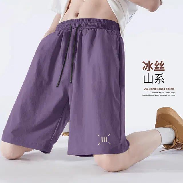 红豆 美式机能山系凉感潮流百搭过膝五分裤微皱耐磨面料宽松舒适透气久穿不变形简约直筒顺滑工装短裤 男女同款