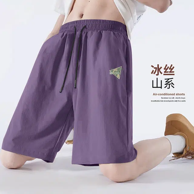 红豆 美式基础款山系户外运动机能轻量零压五分裤露营攀岩登山日常休闲吸湿排汗凉感微皱肌理固色不易缩水宽松直筒短裤 男女同款
