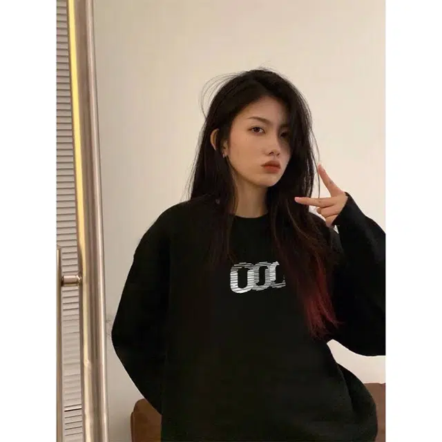徐百货 美式复古青少年长袖春夏季无帽圆领内搭打底衫上衣服潮流百搭卫衣 男女同款