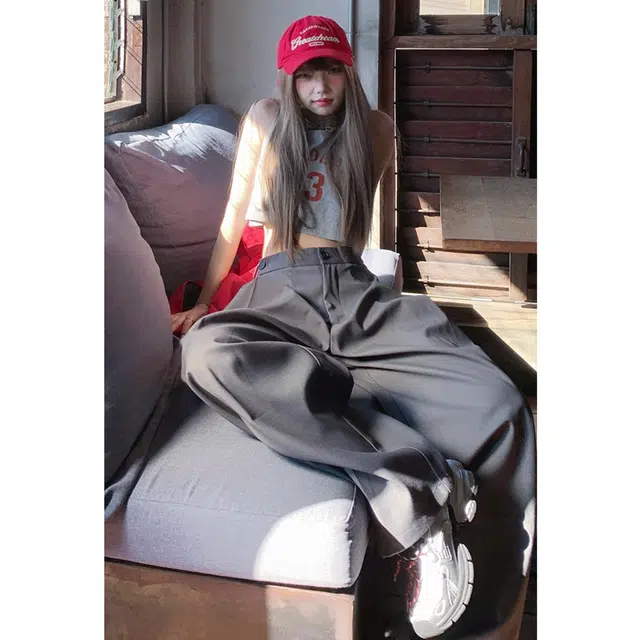 徐百货 美式高级感裤子夏季流行穿搭西裤宽松直筒阔腿垂感休闲裤西装裤 男女同款