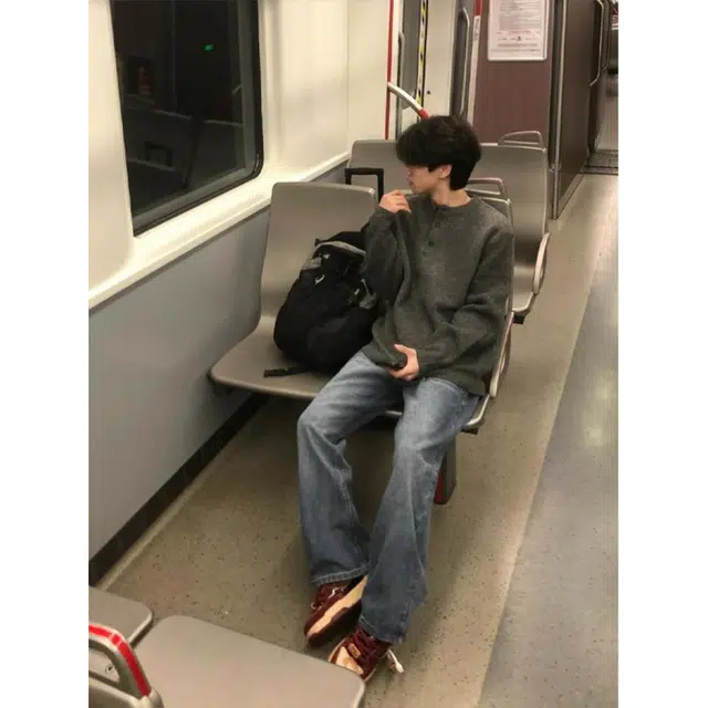 徐百货 美式亨利领春秋冬季复古慵懒老钱风高级感内搭外套毛衣 男女同款