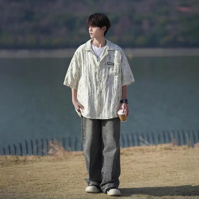 徐百货 高级感宽松重磅休闲潮流百搭宽松舒适短袖衬衫 男女同款