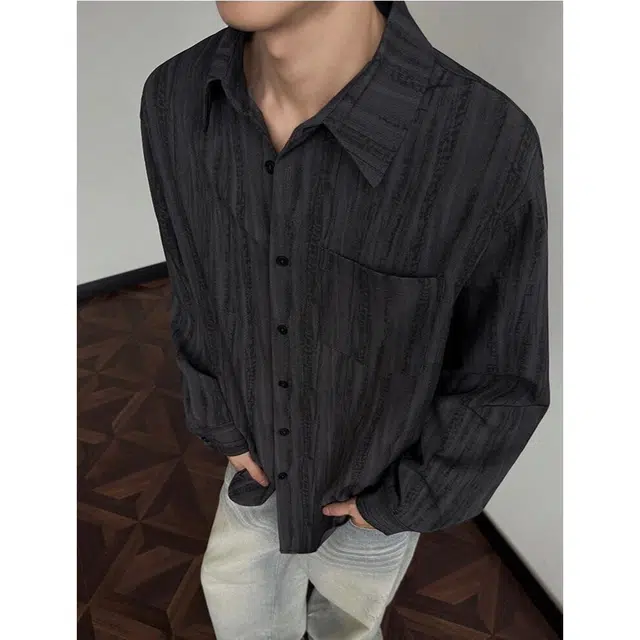 徐百货 肌理感条纹长袖防晒外套松弛感通勤休闲衬衫 男女同款