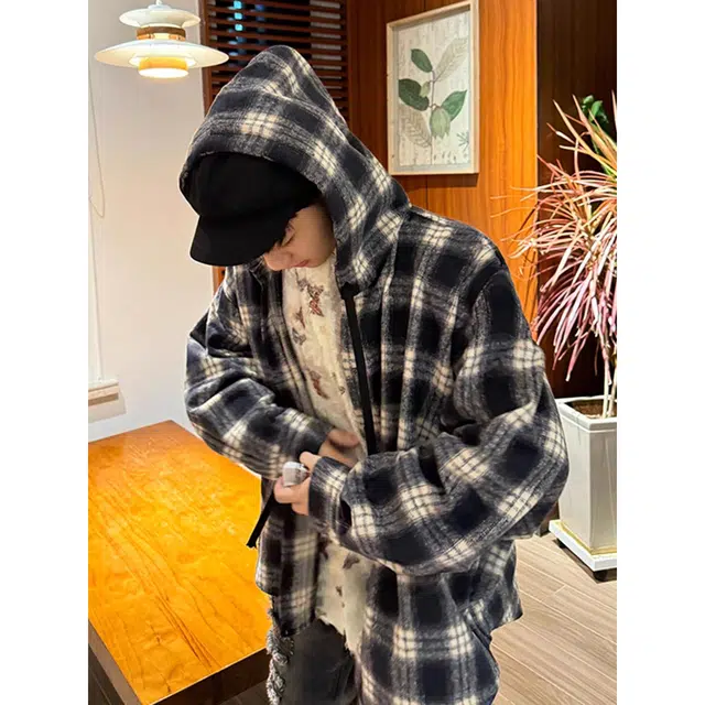 徐百货 美式高街格子慵懒休闲百搭长袖衬衫 男女同款