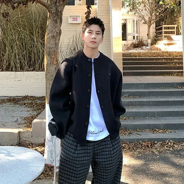 徐百货 美式复古针织开衫线衣外套潮牌百搭休闲时尚宽松秋季慵懒风褂子毛衣 男女同款