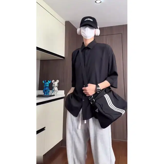 徐百货 美式冰丝夏季垂感高级感痞帅短袖衬衫 男女同款