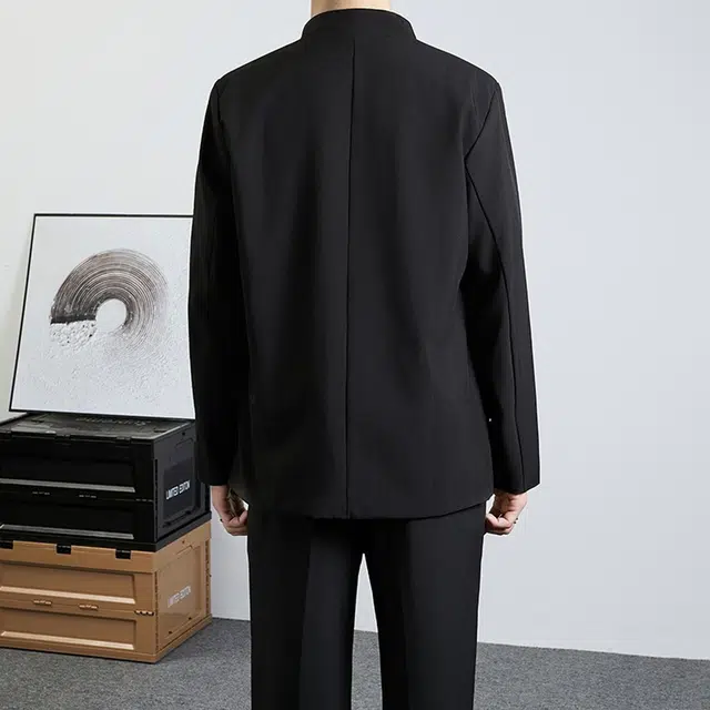 徐百货 国风高级感正肩夹克设计感竹叶刺绣帅气上衣宽松舒适潮流百搭中式外套 男女同款