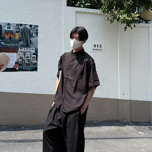 徐百货 新中式立领个性设计感痞帅青年短袖衬衫 男女同款